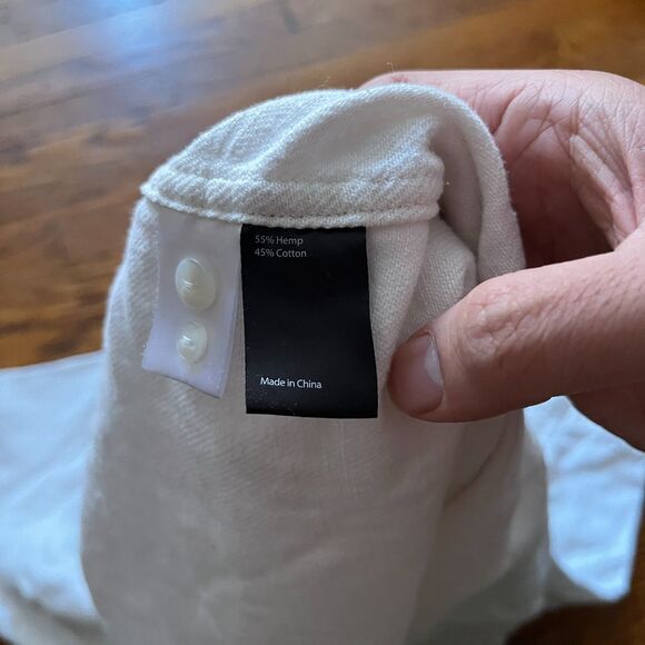 Flint and Tinder Men's XXL White Hemp Blend Button Up Long Sleeve Shirt - Picture 6 of 8